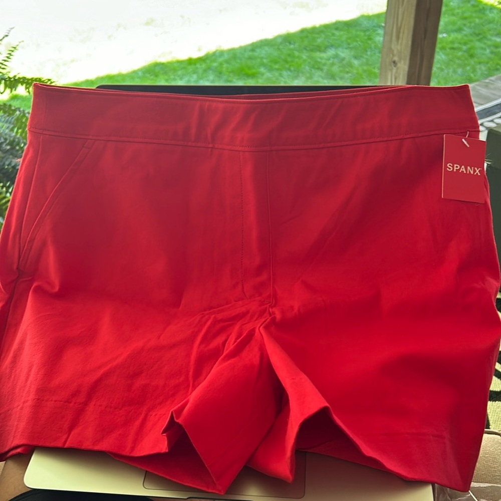 Spanx brand new red on the go shorts. 4”